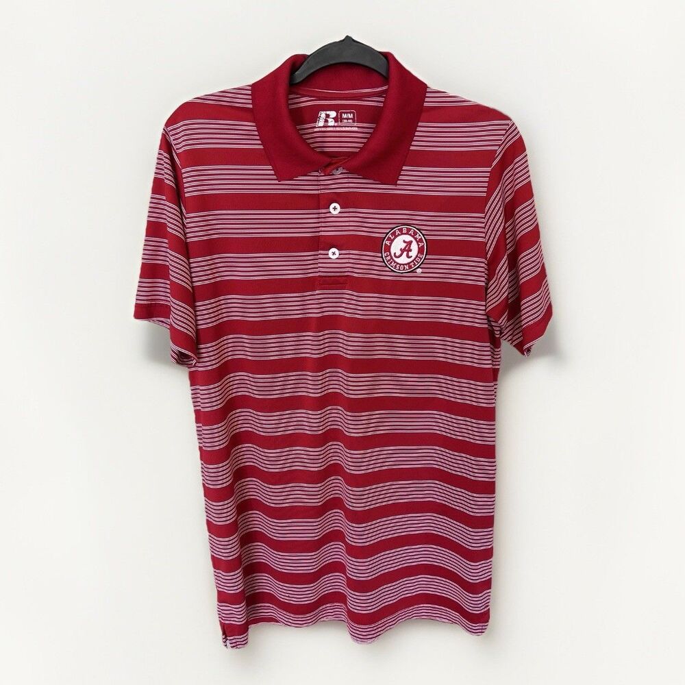 Alabama Crimson Tide Shirt Mens M Red Striped Polo Golf